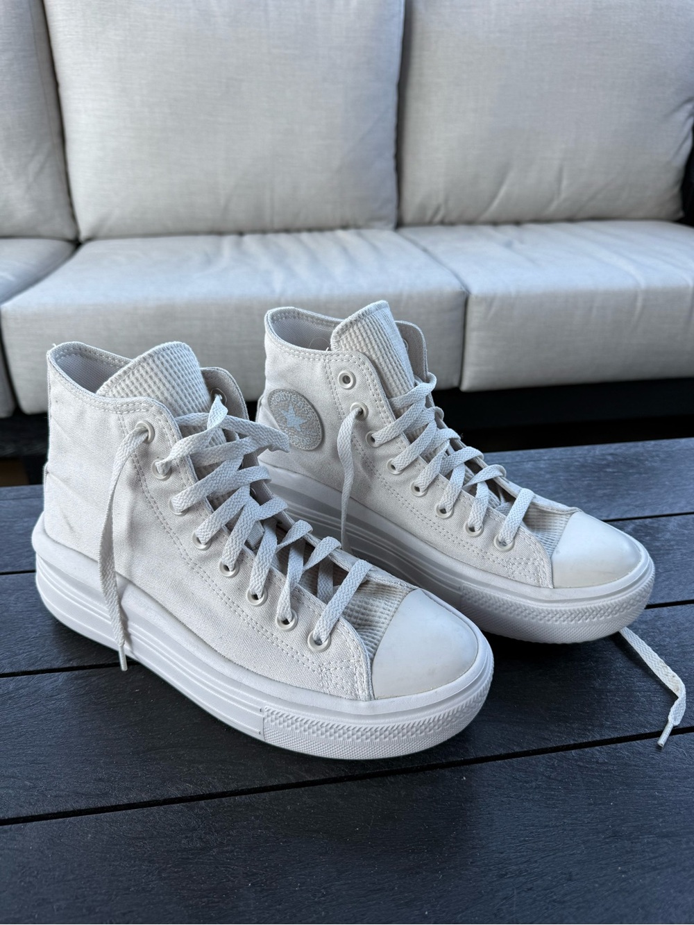 White High-Top Platform Canvas Sneakers - Women